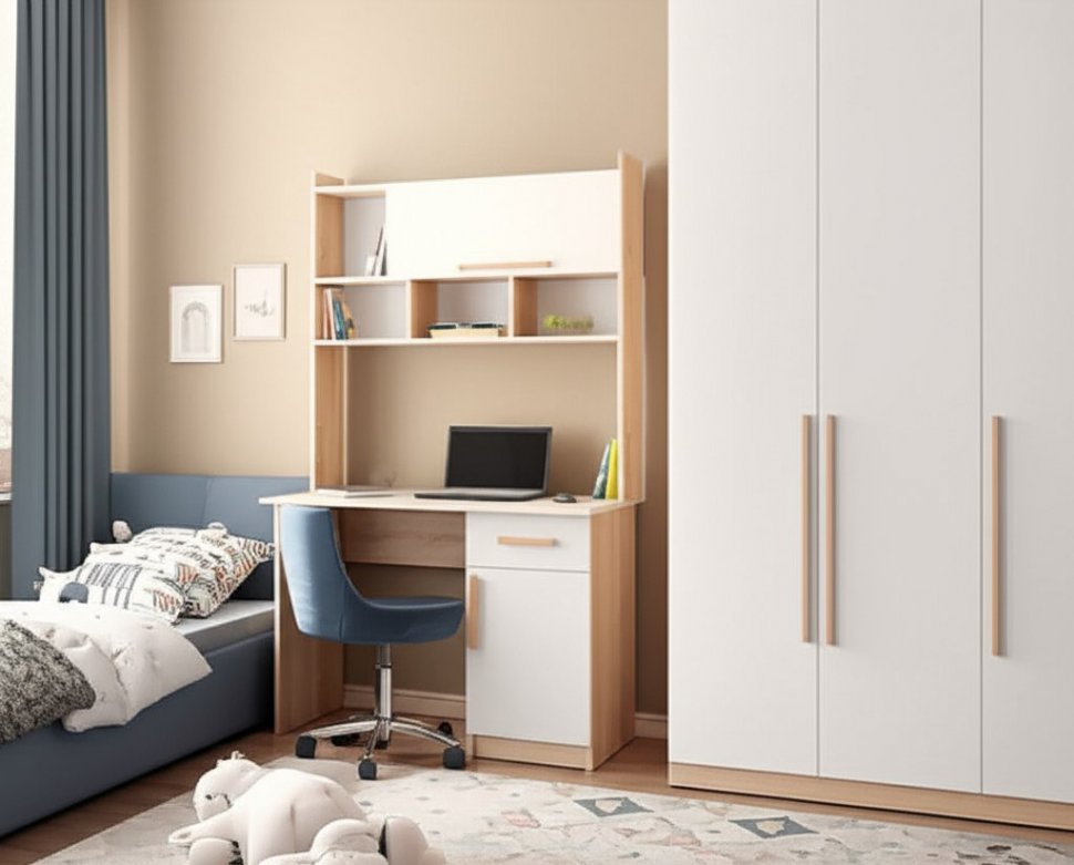 Компьютерный стол Квартет-10 (Дуб Сонома/Белый) ТЭКС