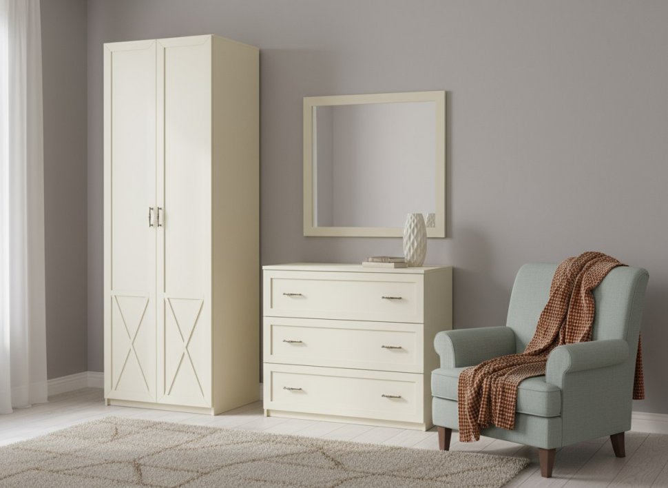 Бэль Шкаф двухдверный Слоновая кость