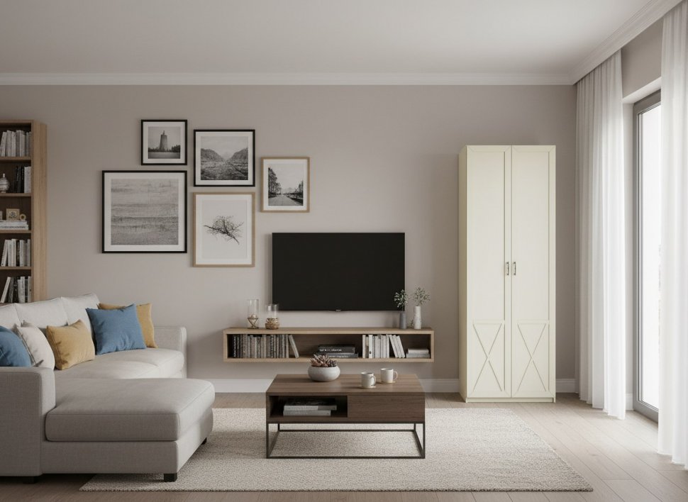 Бэль Шкаф двухдверный Слоновая кость