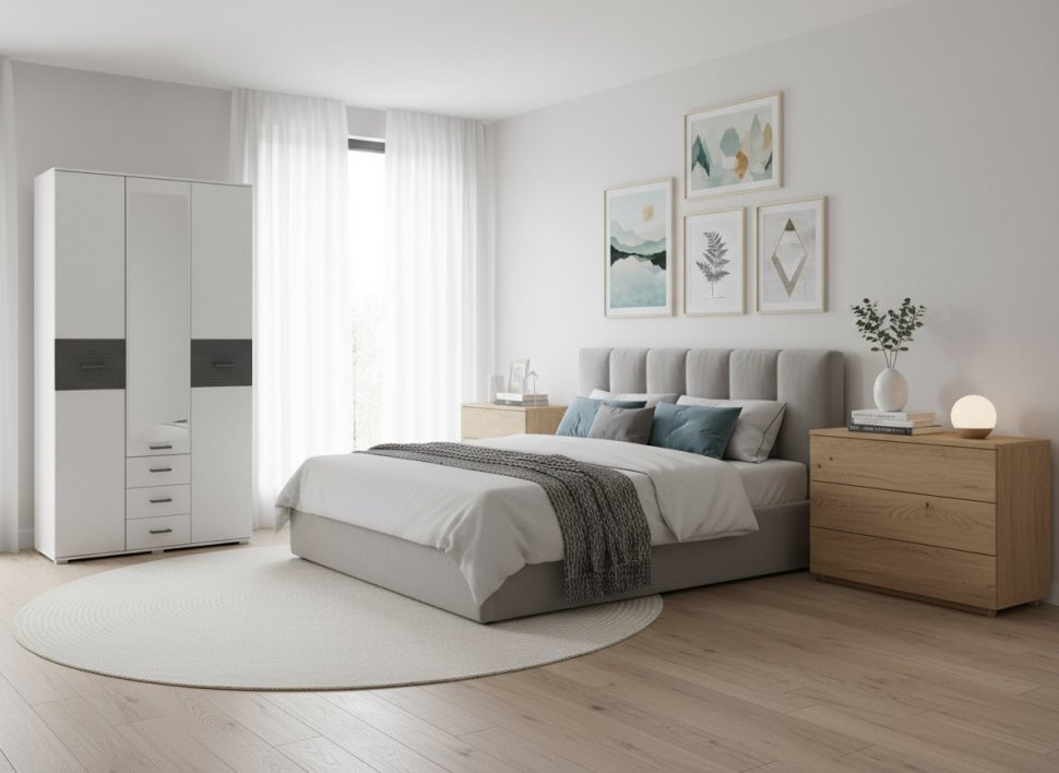 Сити 3 шкаф Белая Аляска / Черный