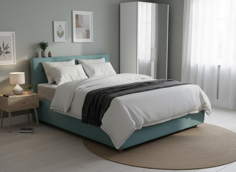 Кровать Nova 1600 с основанием / бирюза №21