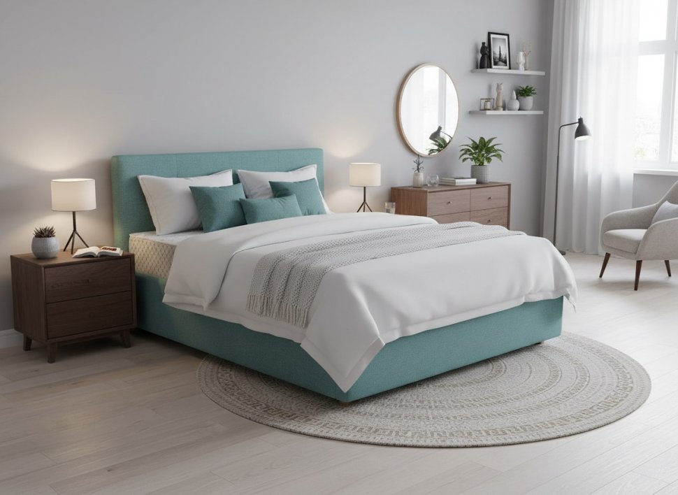 Кровать Nova 1600 с основанием / бирюза №21