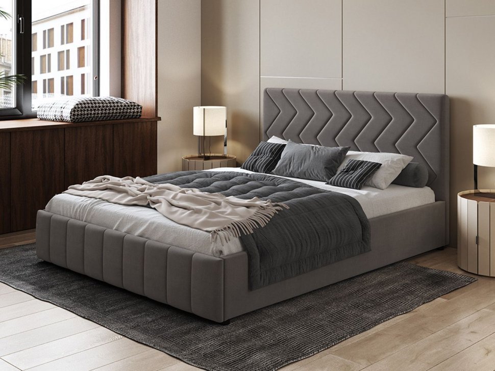 Милана кровать 180 Tenerife espresso (серо-коричневый)