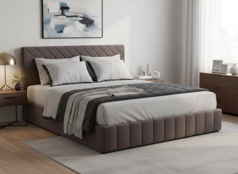 Милана кровать 180 Tenerife espresso (серо-коричневый)