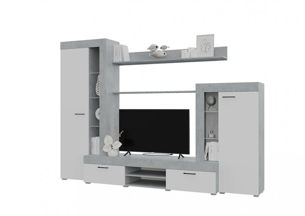 Гостиная Дельта (Горизонт) Белый / Бетон