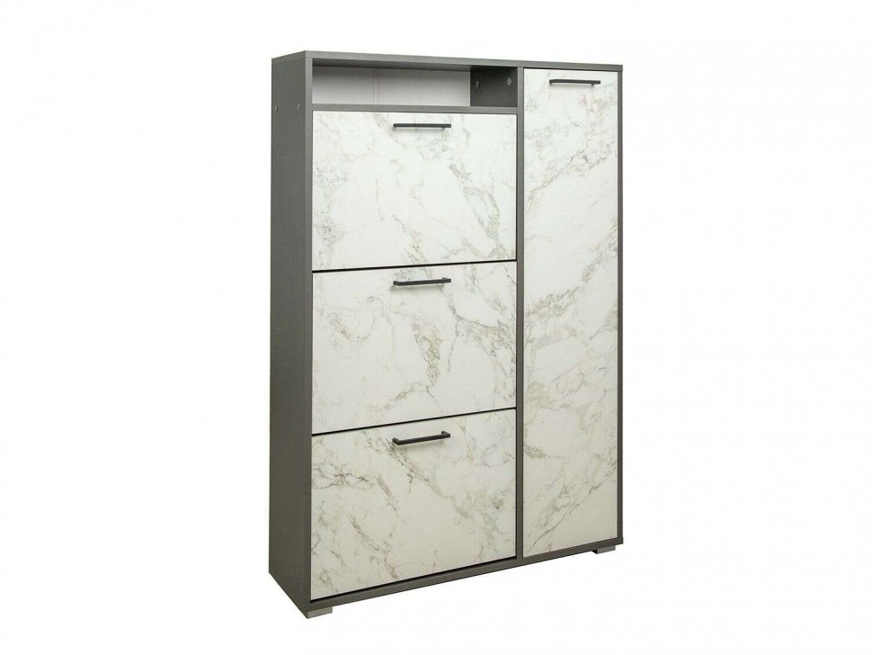 Тумба под обувь Фиеста-9 Диаманд серый/Мрамор белый