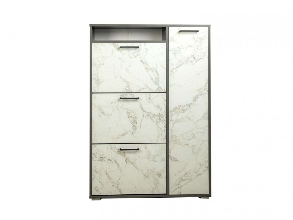 Тумба под обувь Фиеста-9 Диаманд серый/Мрамор белый