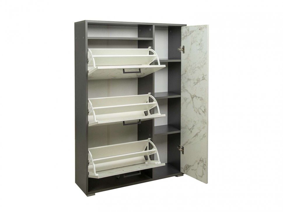 Тумба под обувь Фиеста-9 Диаманд серый/Мрамор белый