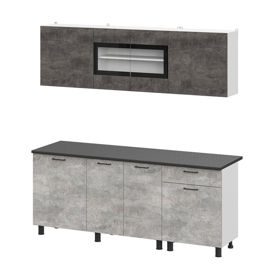 Кухня 2 м (Арника) КГ-9 Цемент темный / Цемент светлый