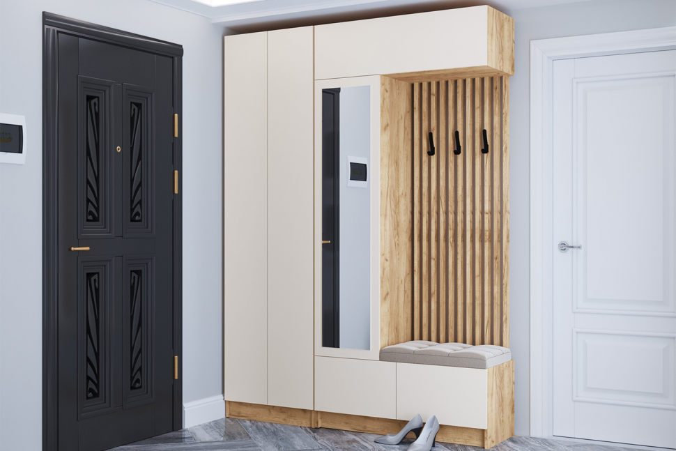 Прихожая Руэлла. Комплект 5, Дуб крафт золотой, Кашемир