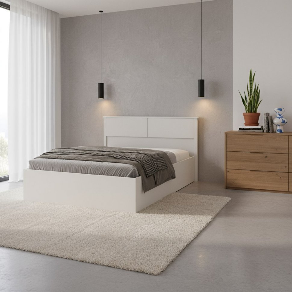 Кровать с настилом ЛДСП Толедо ТКР-1 160х200, Белый