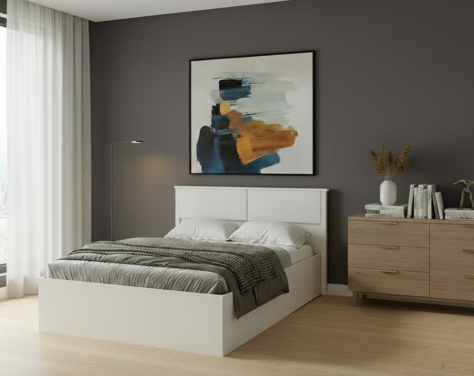 Кровать с настилом ЛДСП Толедо ТКР-1 160х200, Белый