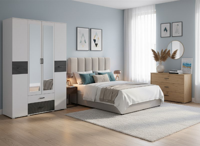 Сити 4 шкаф Белая Аляска / Черный