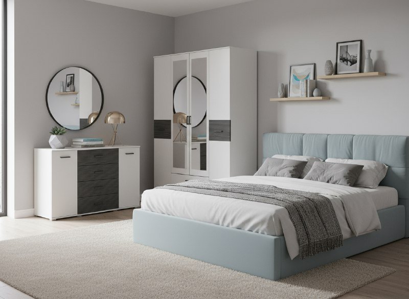 Сити 4 шкаф Белая Аляска / Черный