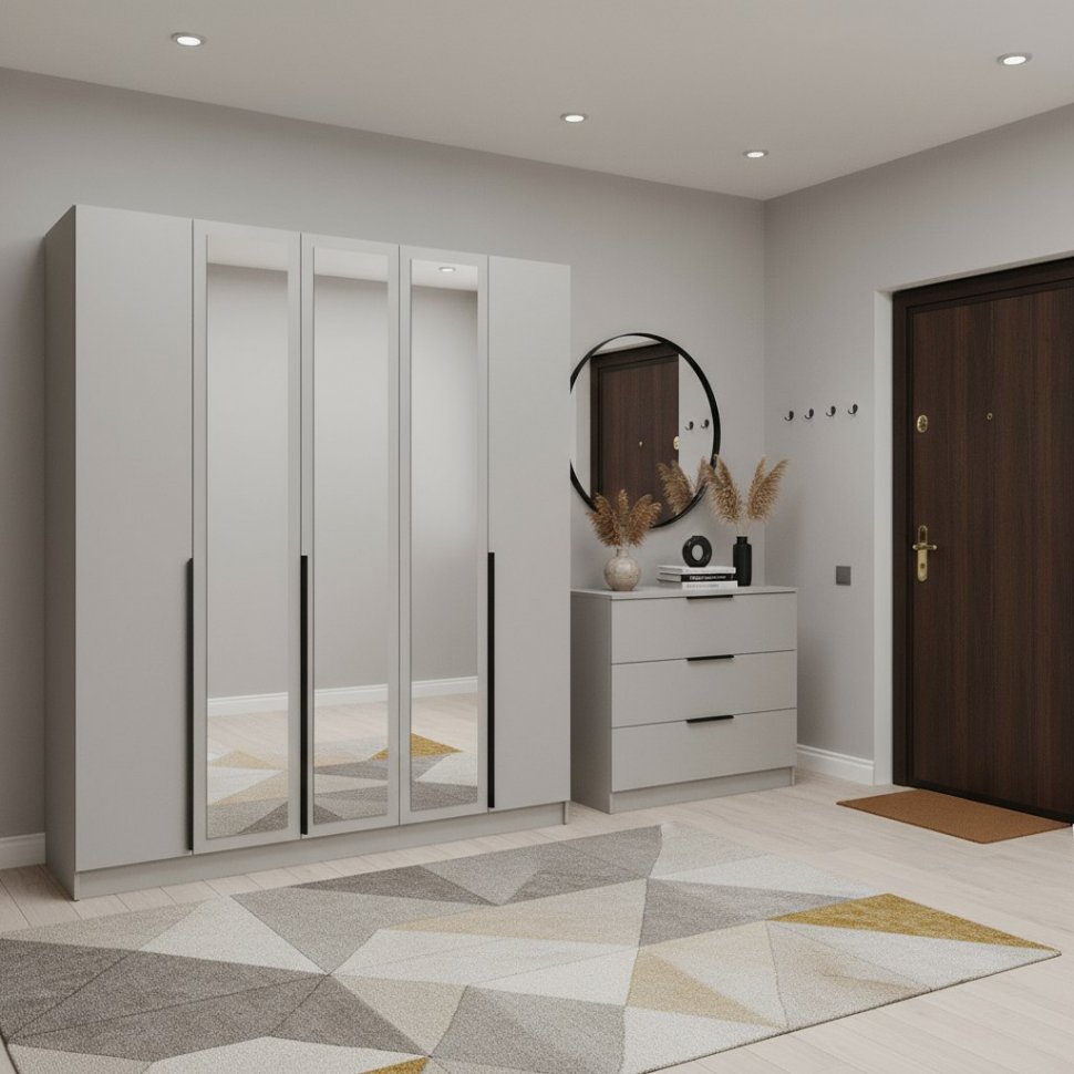 Распашной шкаф с зеркалом Мадрид 2.0, Кашемир