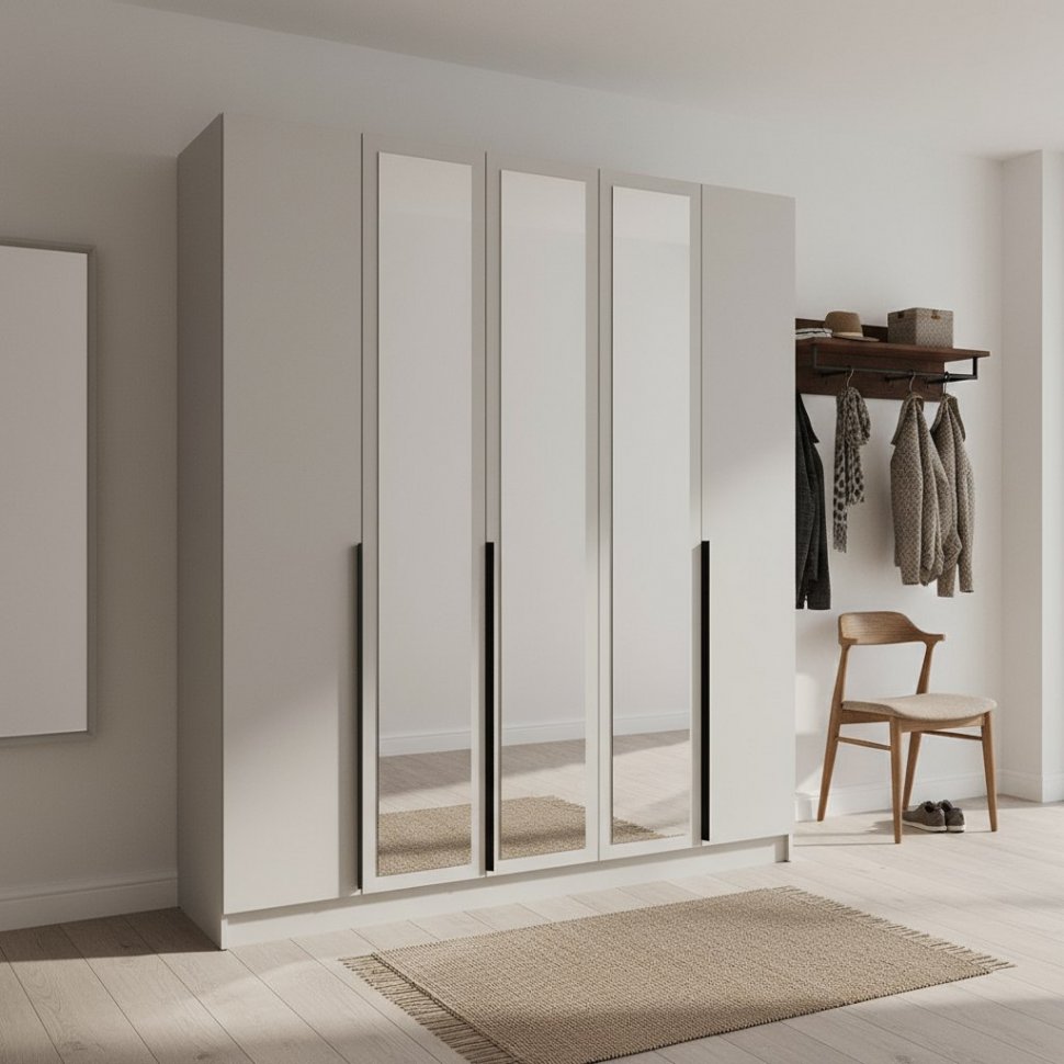 Распашной шкаф с зеркалом Мадрид 2.0, Кашемир