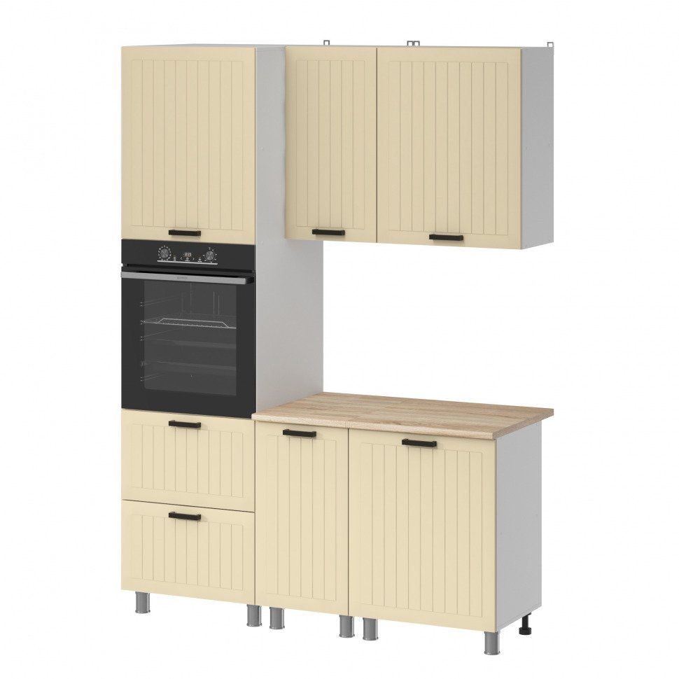 Кухня Аленушка 1,6м ПД Орхидея Крем,скоба черный,сонома