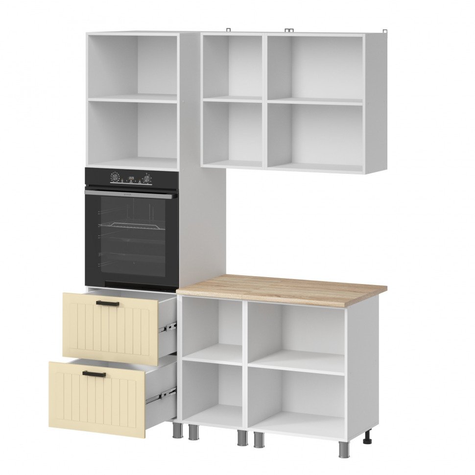 Кухня Аленушка 1,6м ПД Орхидея Крем,скоба черный,сонома