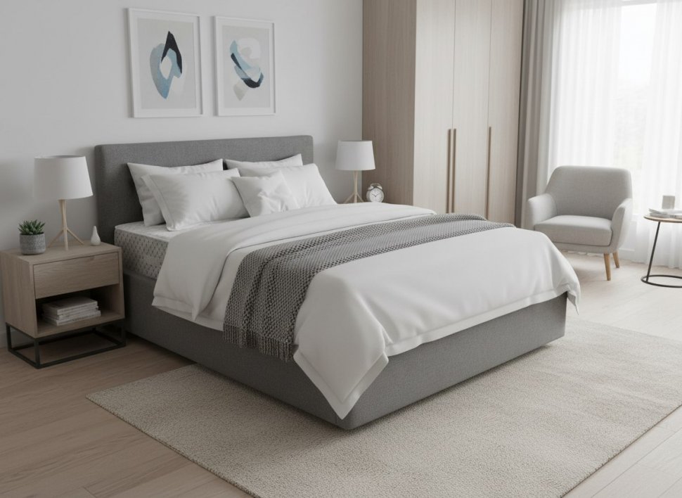 Кровать Nova 1600 с основанием / серый №25