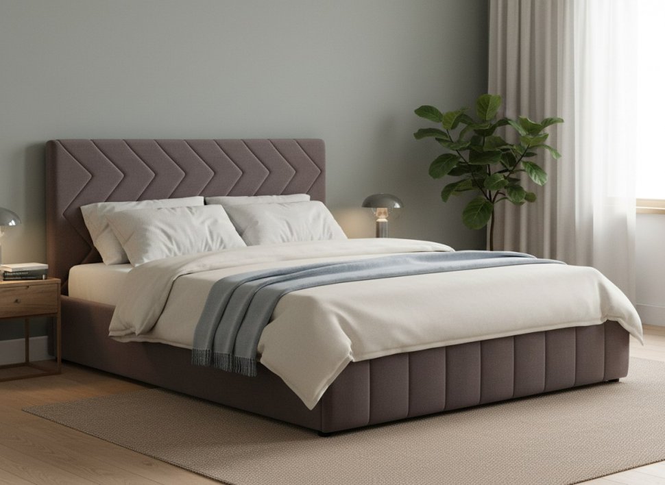 Милана кровать 160 Tenerife espresso (серо-коричневый)