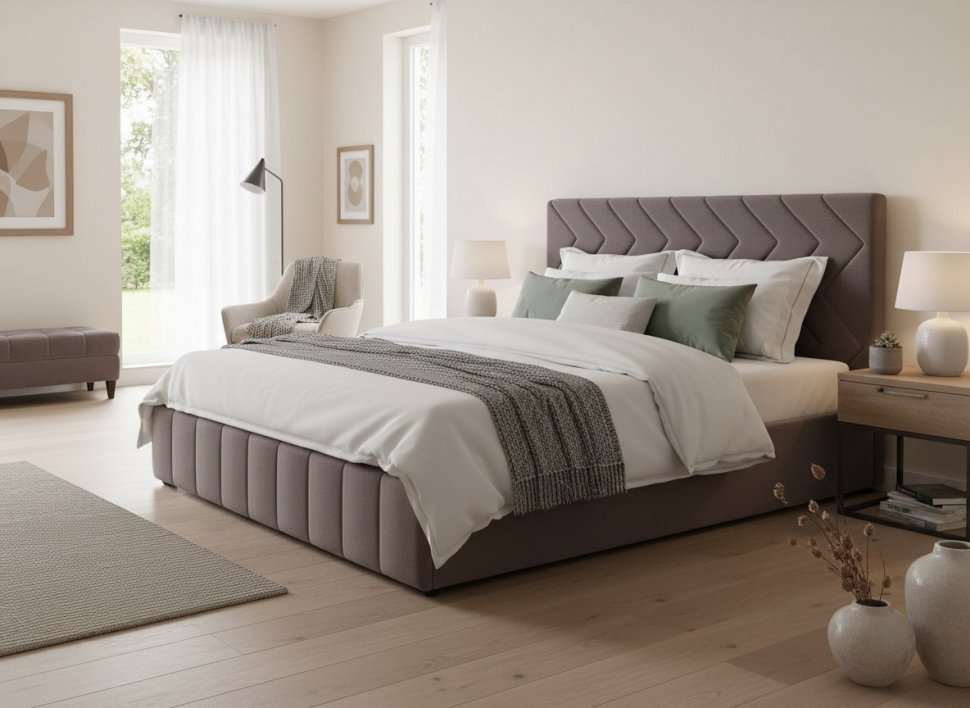 Милана кровать 160 Tenerife espresso (серо-коричневый)