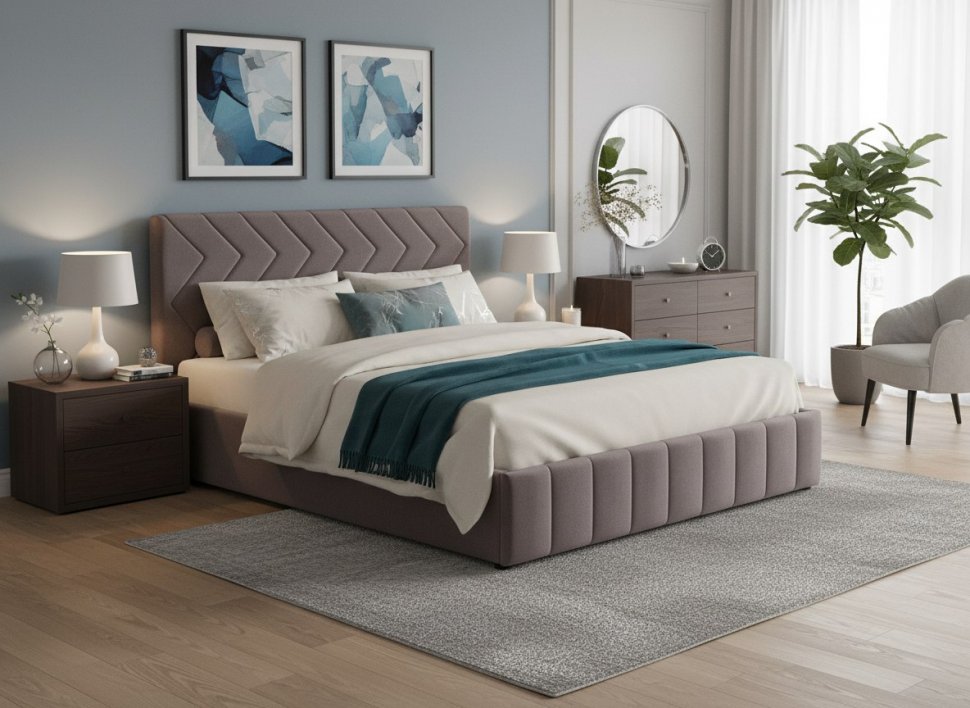 Милана кровать 160 Tenerife espresso (серо-коричневый)