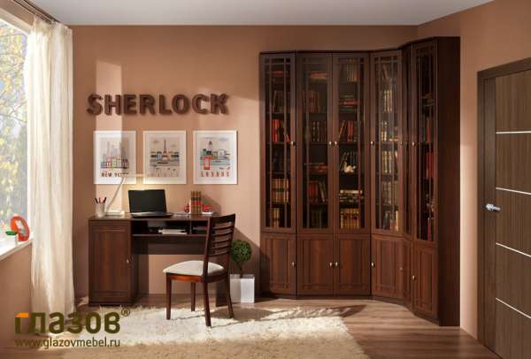 Библиотека Sherlock Глазов-мебель (Орех Шоколадный) Вариант 1
