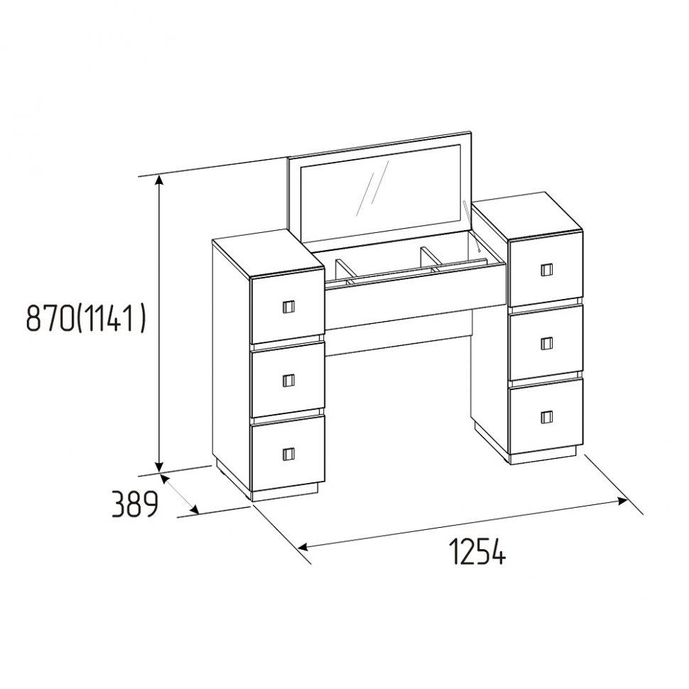 Столик туалетный с зеркалом Neo 43 (Глазов) Дуб Шавиниган