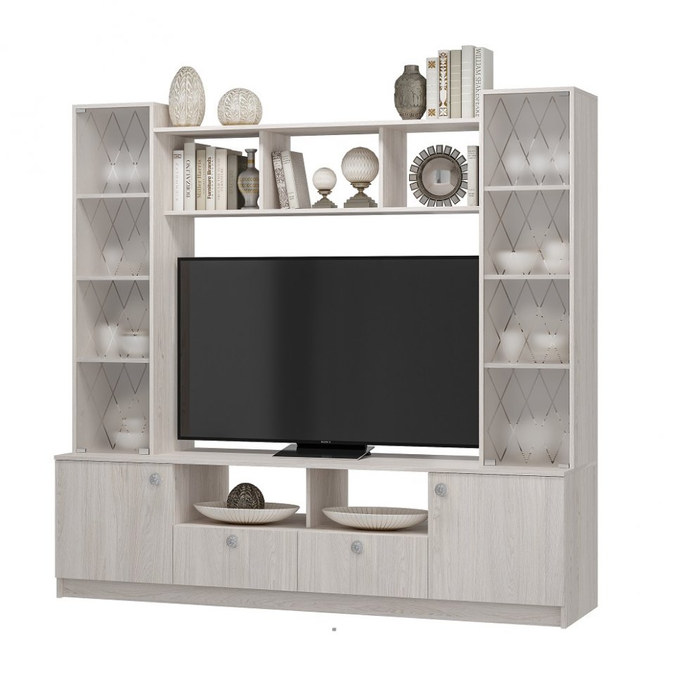 Мини-стенка в гостиную Зарина ЦС-01 (БТС) Ясень белый