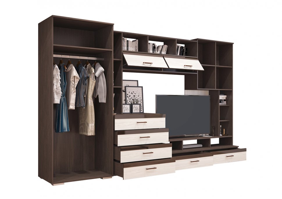 Гостиная Коста (Горизонт) Крафт белый / Венге