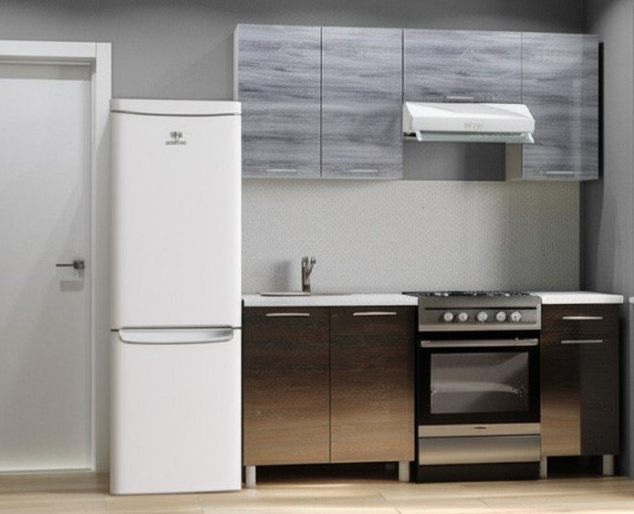 Кухня Танго 1,8 м с окапом, Шале серебро, Шале дуб мореный