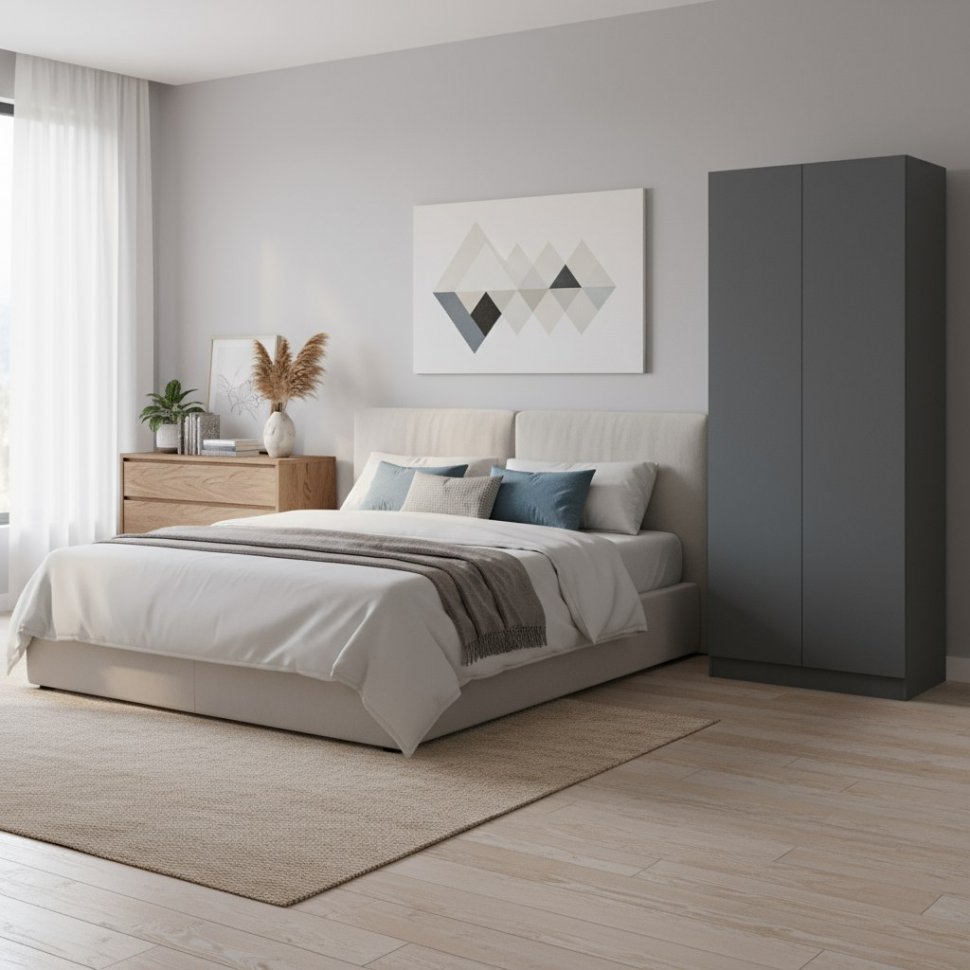 Шкаф для одежды и белья Руэлла, Графит серый