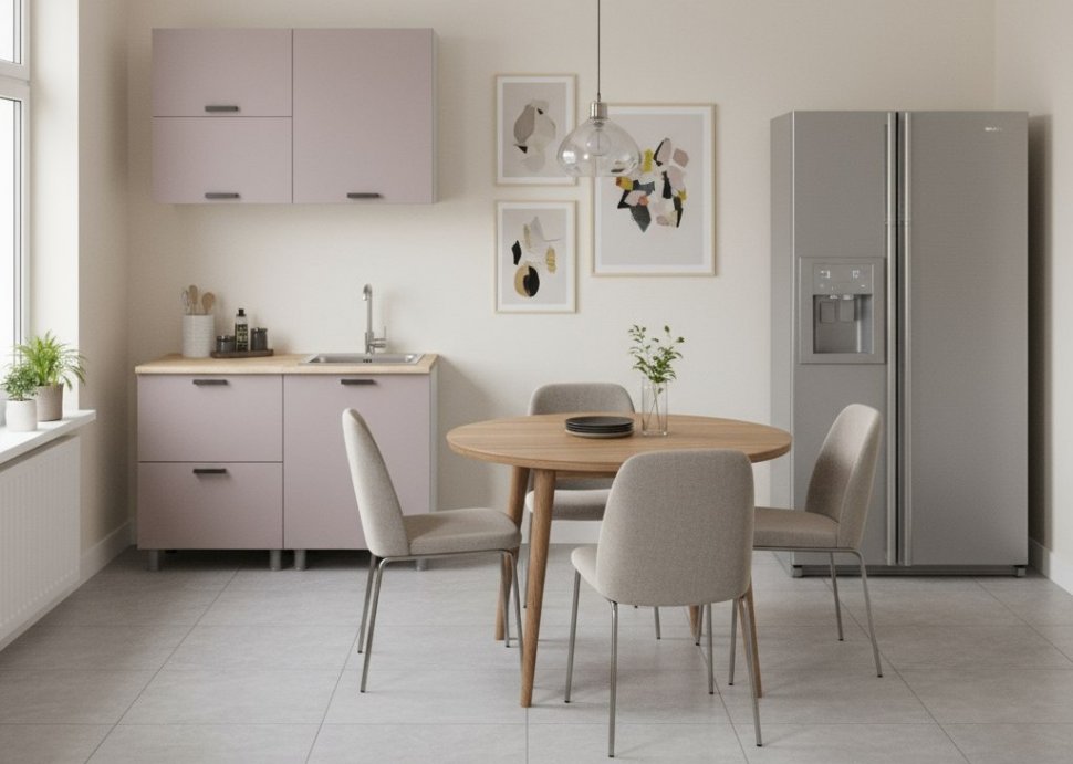 Кухня Аленушка 1,2м с ящ.в 2 Лаванда Кашемир,скоба черный,сонома