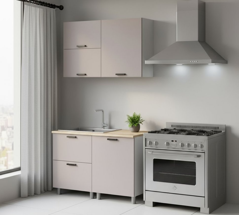 Кухня Аленушка 1,2м с ящ.в 2 Лаванда Кашемир,скоба черный,сонома