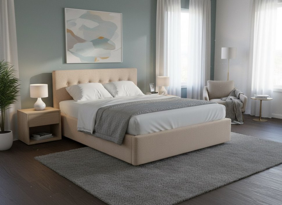 Кровать Nova 1400 с основанием / бежевый №4