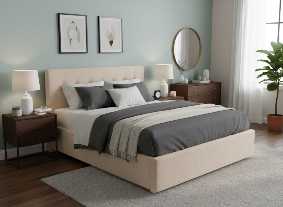 Кровать Nova 1400 с основанием / бежевый №4