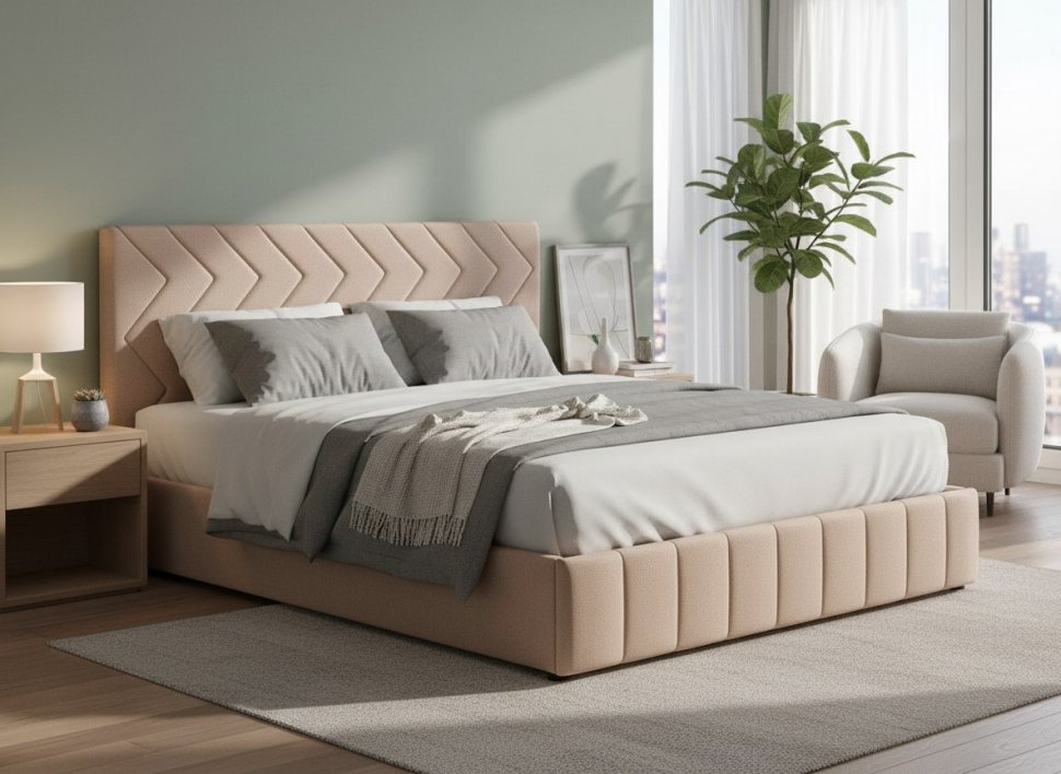 Милана кровать 160 Tenerife latte (бежевый кофейный)