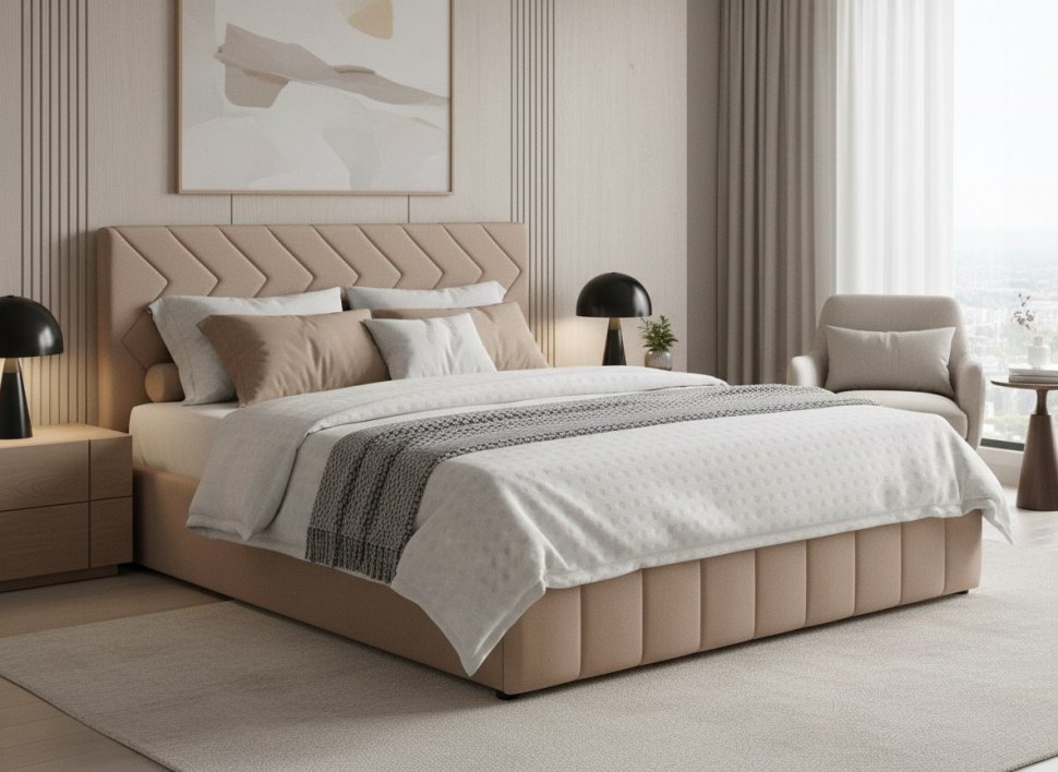 Милана кровать 160 Tenerife latte (бежевый кофейный)