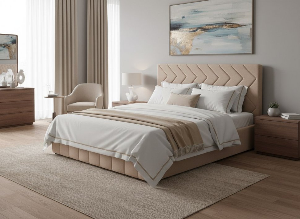 Милана кровать 160 Tenerife latte (бежевый кофейный)