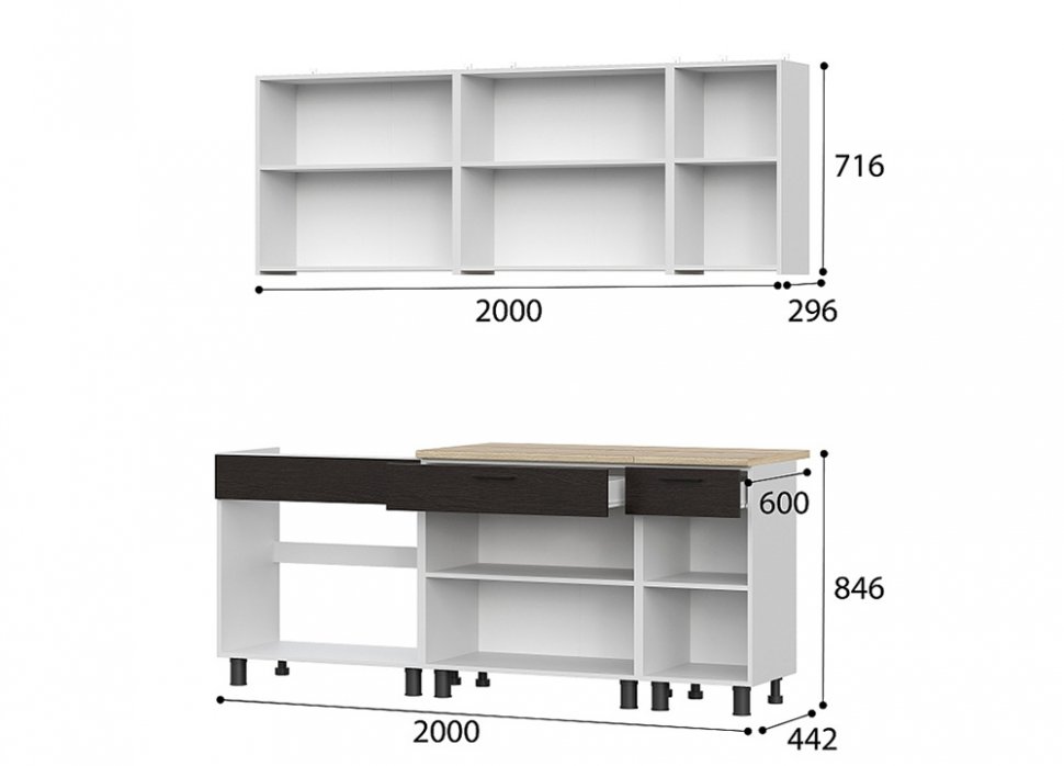 Кухня 2.0 (Арника) КГ-2 Венге / Дуб Сонома