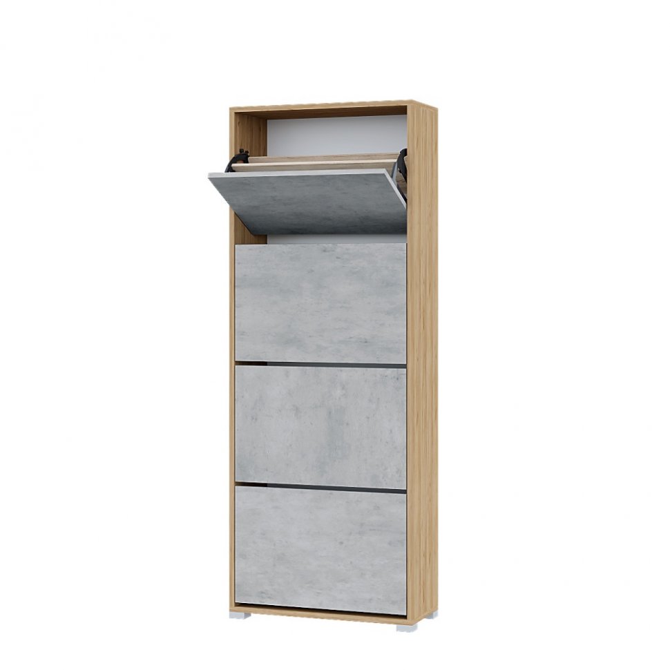 Обувница Домино XXL (Дуб золотой / Бетон)