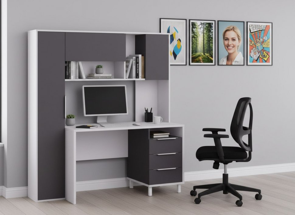 Комфорт Стол компьютерный 12.95 Белый премиум / Серый шифер