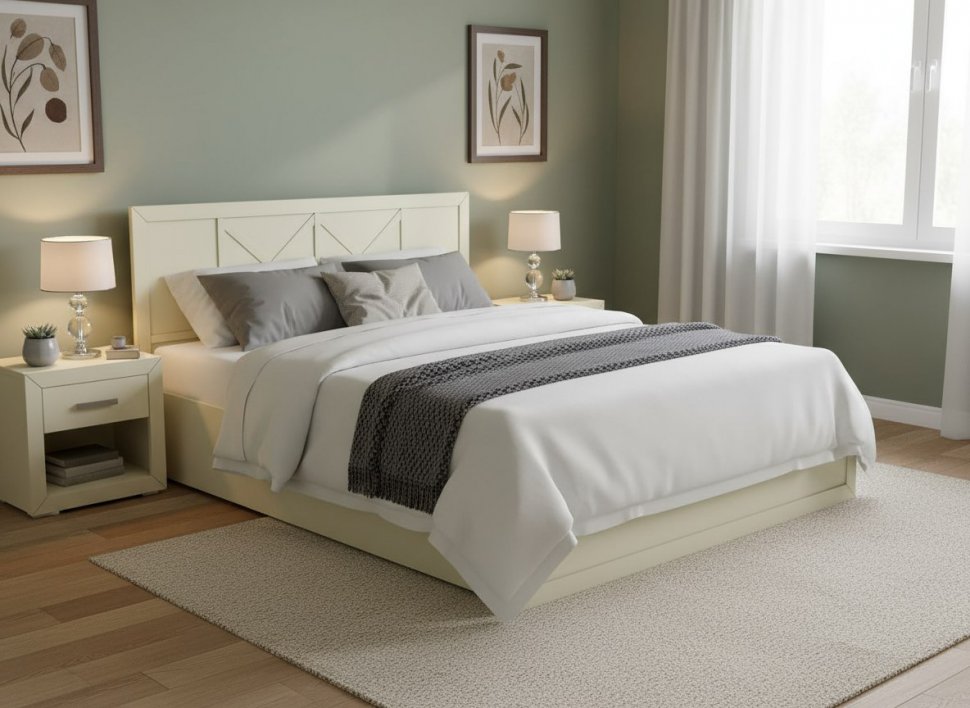 Бэль Кровать с п/м 1600 Слоновая кость