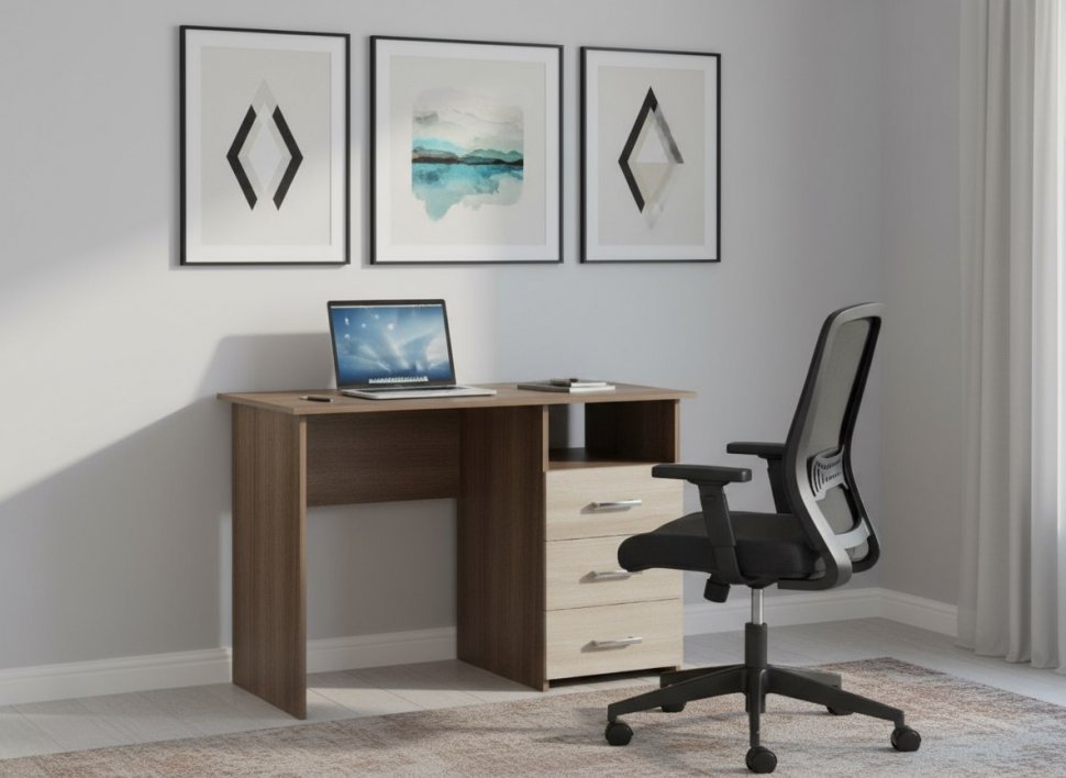 Интел-3 стол компьютерный Ясень Шимо темный / Светлый