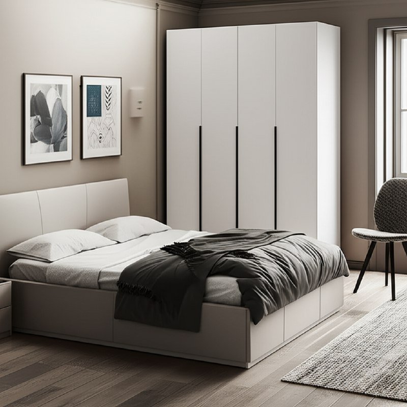 Шкаф распашной с наполнением (11 полок + 2 ящика + штанга) ШК 5 (1600), Белый