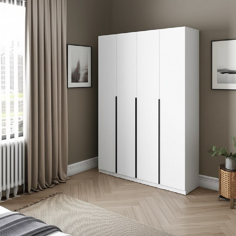 Шкаф распашной с наполнением (11 полок + 2 ящика + штанга) ШК 5 (1600), Белый