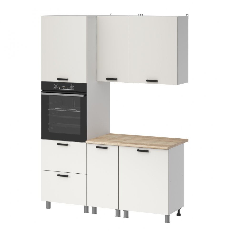 Кухня Аленушка 1,6м ПД Лаванда Молочный,скоба черный,сонома