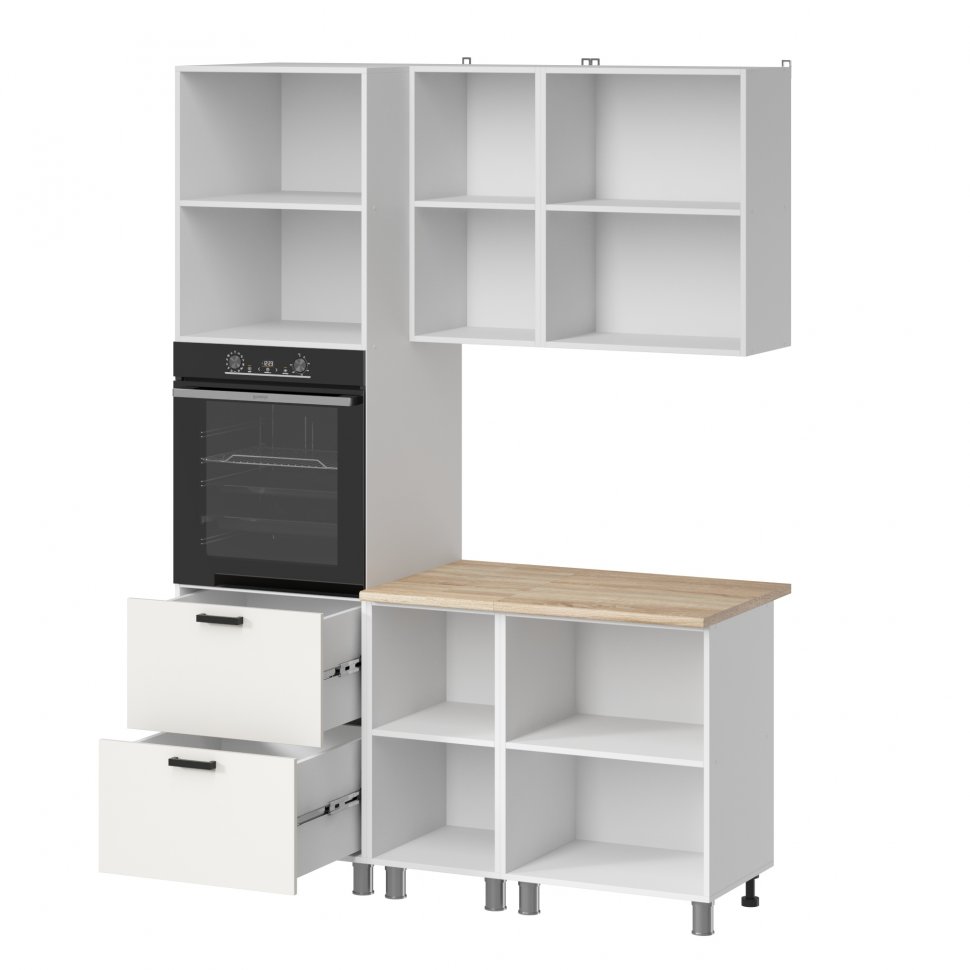 Кухня Аленушка 1,6м ПД Лаванда Молочный,скоба черный,сонома