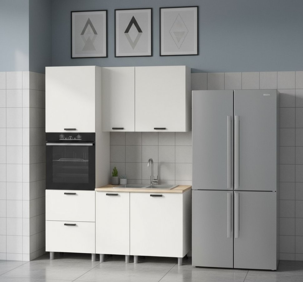 Кухня Аленушка 1,6м ПД Лаванда Молочный,скоба черный,сонома