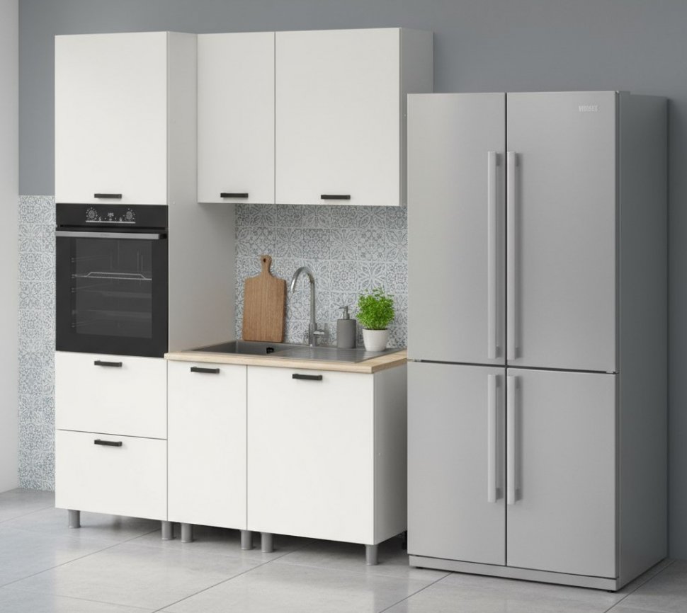 Кухня Аленушка 1,6м ПД Лаванда Молочный,скоба черный,сонома